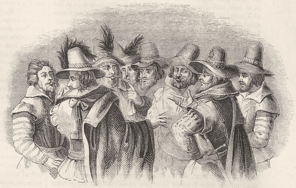 GUNPOWDER PLOT. Winter, Wright, Percy, Fawkes, Catesby 1845 old antique print